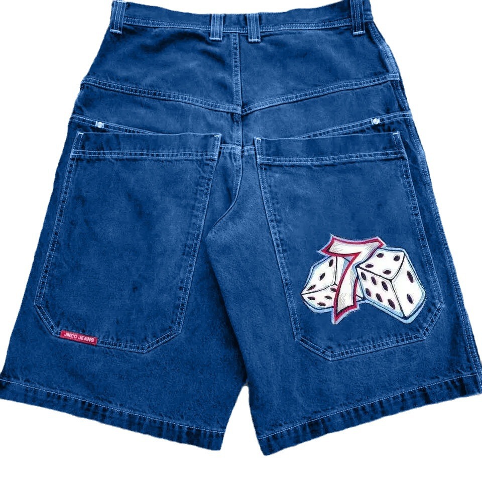 Mens Jeans Jnco Shorts Y2k Hip Hop Pocket Baggy Denim Gym Men Women 2023 Summer New Harajuku Gothic Basketball Streetwear