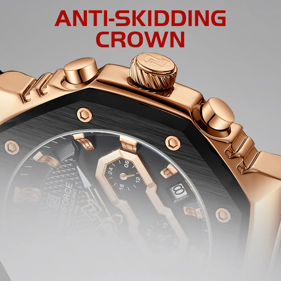 NAVIFORCE Men's Lovers Watch Sports Silicone Strap Chronograph Quartz Wristwatches Luminous Waterproof Clock Relogio Masculino