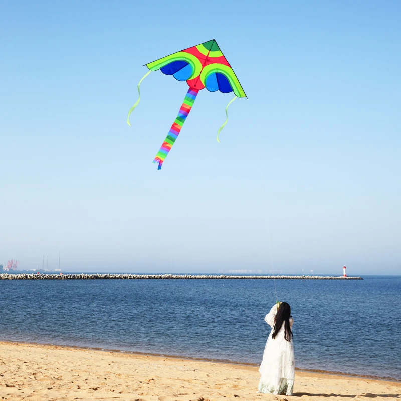 YongJian 1.5m Colorful Delta Kites With 10m Tail Outdoor Fun Sports Colorful Swallow Kite for kids and audlts Beach outdoor toys