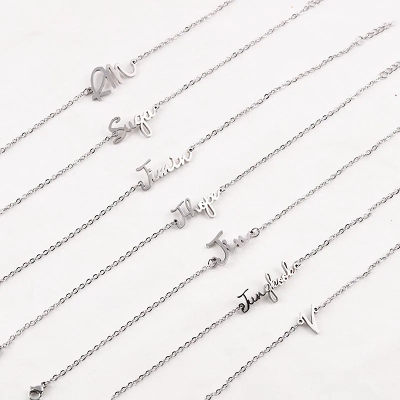Kpop Bangtan Boys Suga Jimin Jin Jungkook V RM Member Name Titanium Steel Bracelet Letter Jewelry Best Friends Gift
