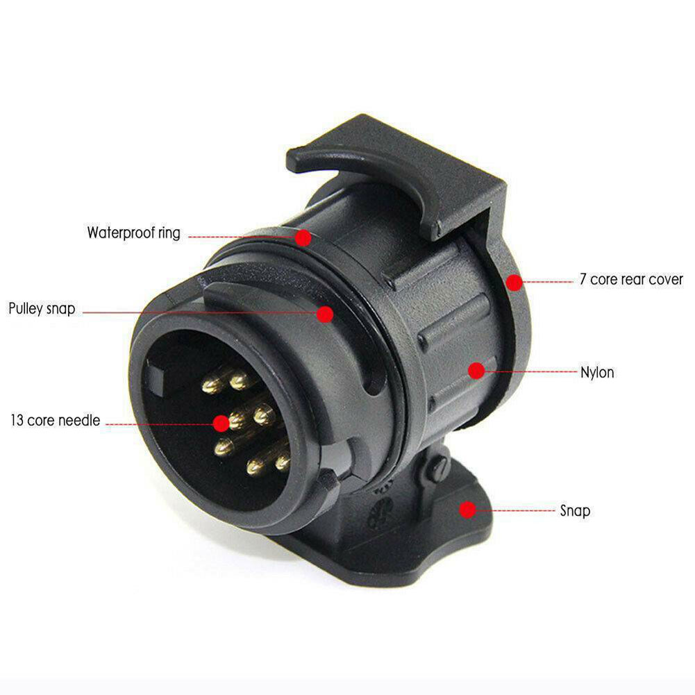 13 To 7 Pin Trailer Plug Adapter Durable Mini Caravan Converter 12V Mini Socket Adapter for Towing Truck for Touring Car Trailer