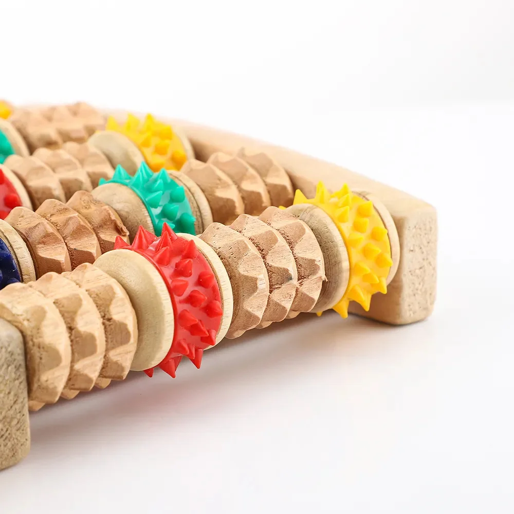 Acupressure Wooden Foot Roller For Pain Relief body Massage Heath Therapy 5 Row Wooden Foot Massager Feet Care 24.5x16cm