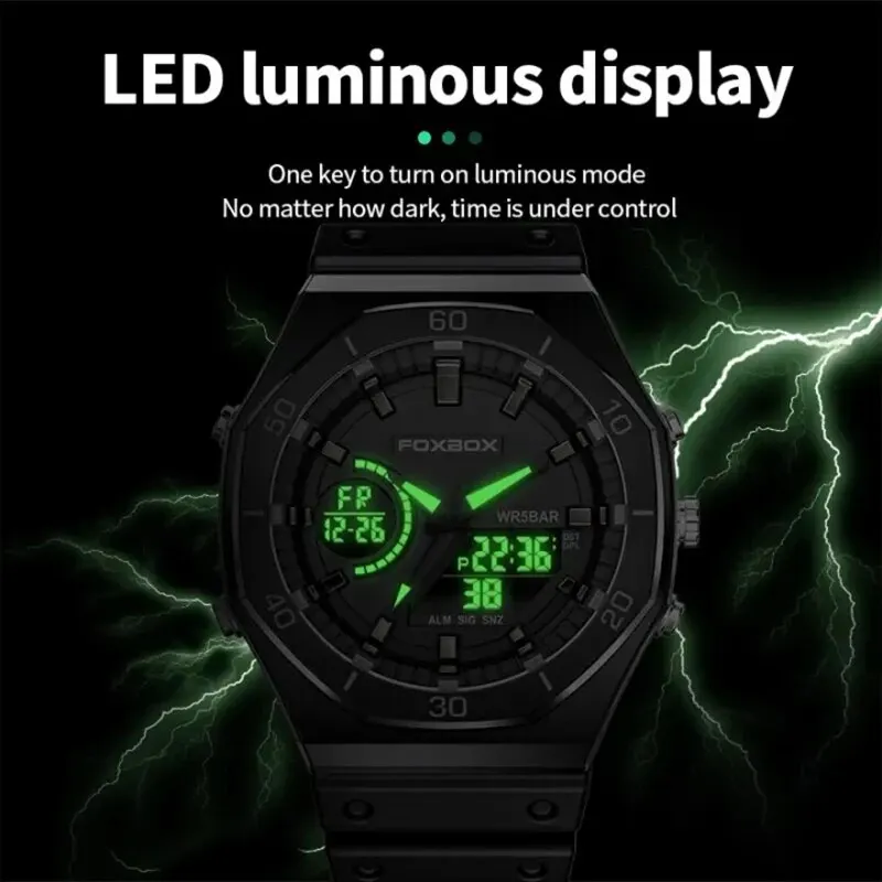 Watches New Dual Display For ddmysmile Men Casual Sports Chronograph Quartz Big Dial Wrist Watch Silicone Waterproof Digital Clock Smile