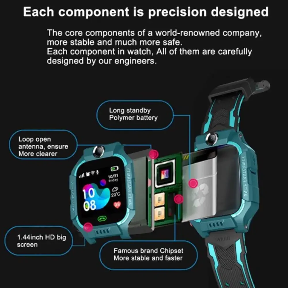 Kids Smart Watch Z6f Sos Phone Watch Ip67 Waterproof Remote Photo Voice Chat Smartwatch Compatible For Ios Android Child Gifts