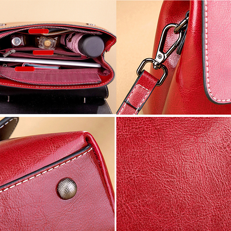 Cowhide Leather Wide Shoulder Strap Women's Crossbody Bag Trendy Designer Short Handle Women's Handbag