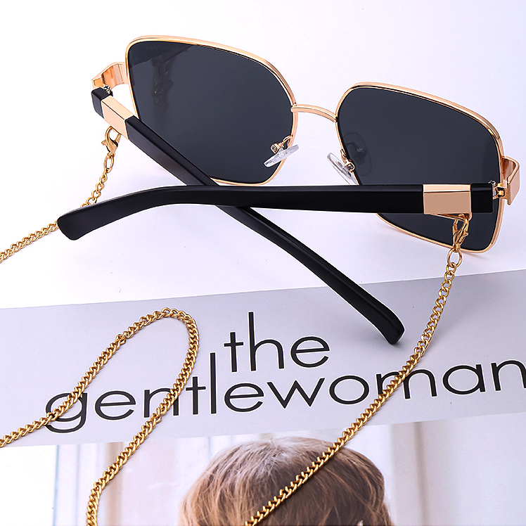 Steampunk Sunglasses Women With Chain Hexagon Luxury Brand Designer Punk Sun Glasses For Ladies Futuristic Fashion Square Sexy Y2K Oversized Large Coo