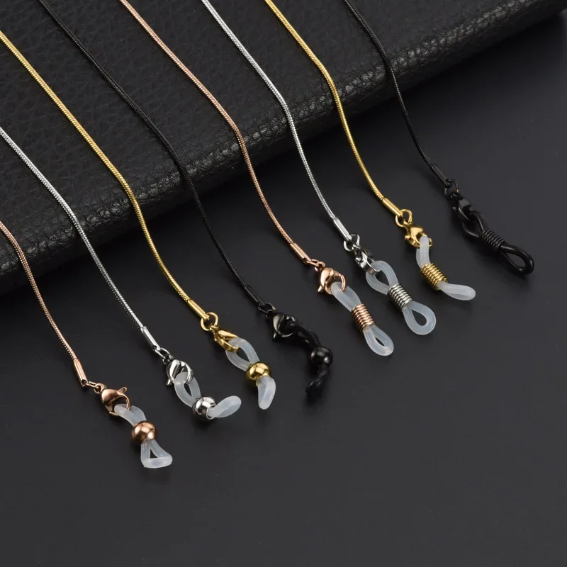 2024 Simple Snake Chain for Glasses Mask Lanyard Women Men Soft Black Silver Color Sunglasses Chains Eyewear Cord Strap Gift