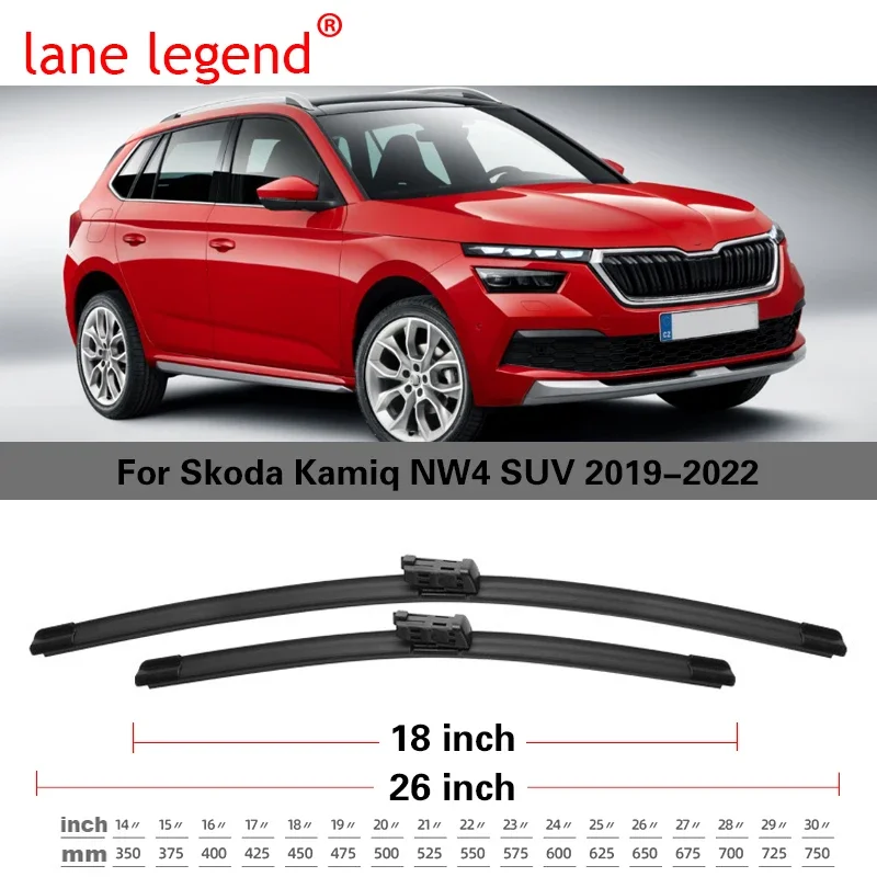 For Skoda Kamiq NW4 SUV 2019-2022 26"+18" Front Windshield Wiper Blades Brushes Cutter Accessories 2019 2020 2021 2022