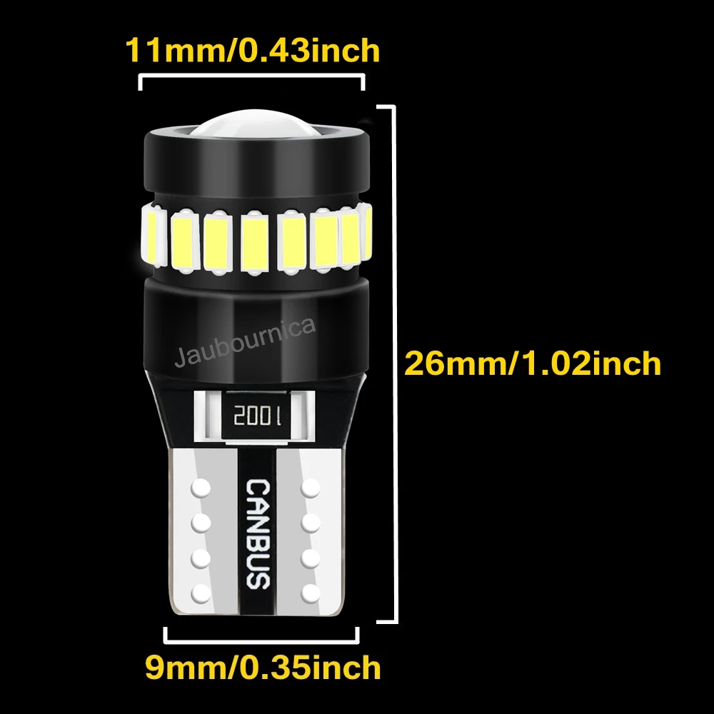 2PCS T10 W5W WY5W LED Super Bright Car Parking Light Canbus Auto Interior Dome Reading Lamp Turn Side Bulbs White Red Yellow 12V