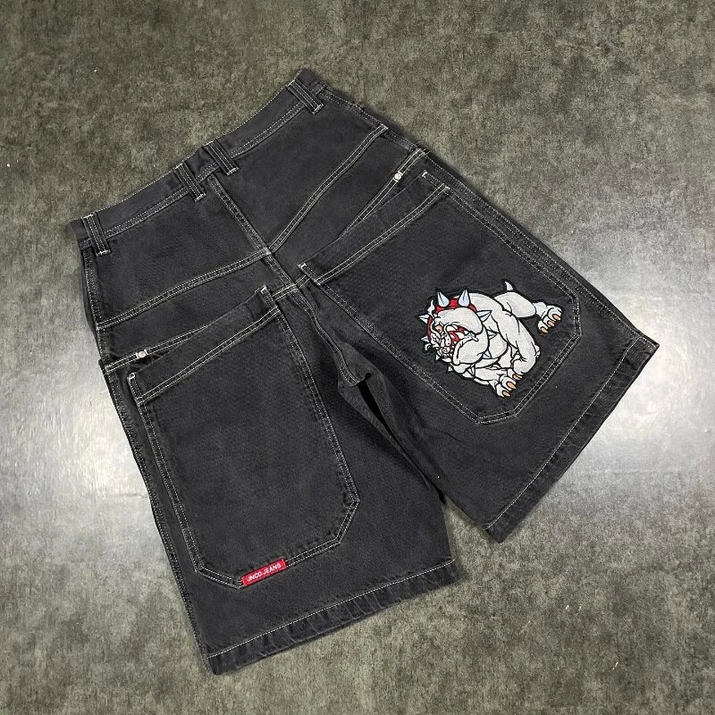 Mens Jeans Jnco Shorts Y2k Hip Hop Pocket Baggy Denim Gym Men Women 2023 Summer New Harajuku Gothic Basketball Streetwear
