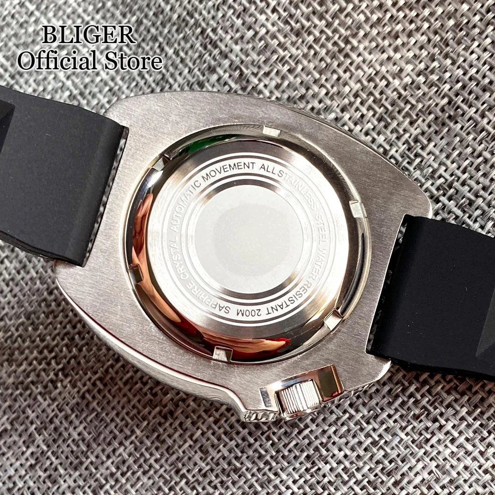 Tandorio NH35A C3 Lume Hands 44mm Automatic Men Diving Watch 200M Waterproof Sapphire Crystal Ceramic Insert Rubber Strap