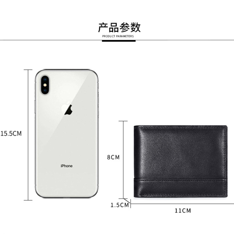 High Quality Genuine Leather Men Wallet Rfid Blocking Card Holder Wallet Brand Luxury Short Pocket Purse Gift for Father Husband