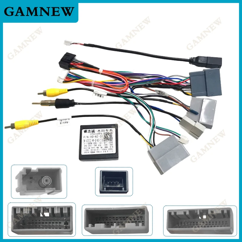 Car Audio 16PIN DVD Player Power Cable Adapter With Canbus Box For Honda City Greiz Odyssey Stereo Plug Wiring Harness