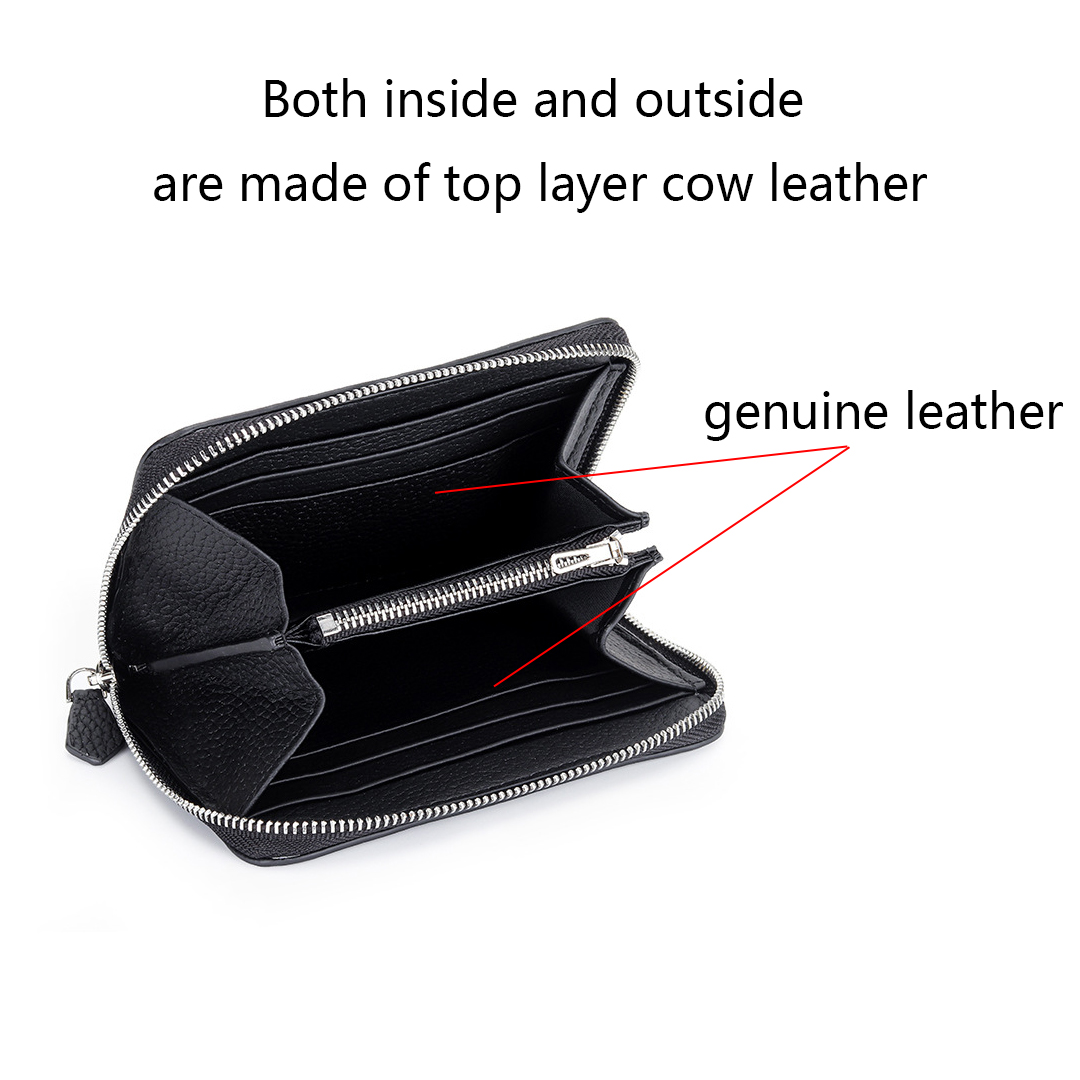 Pure Cowhide Short Zipper Small Wallet Genuine Leather Zero Wallet Zipper Certificate Bag New Multi Card Precise Card Bag
