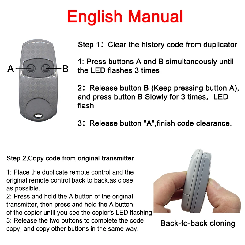 Back-to-back cloning CAME TOP 432EE 432EV 432NA EE EV 2025 NA TOP432EE new TOP432EV TOP432NA Garage Door Gate Remote Control 433.92MHz