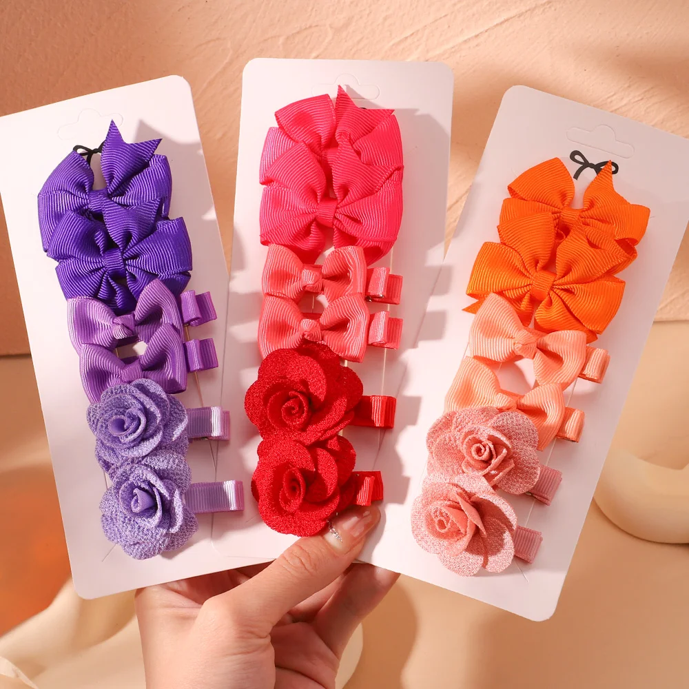 6Pcs/Set Hairpin for Baby Girls Sweet Candy Color Flower Safe Hair Clips Cute Handmade Kids Hair Accessories Gifts Wholesale