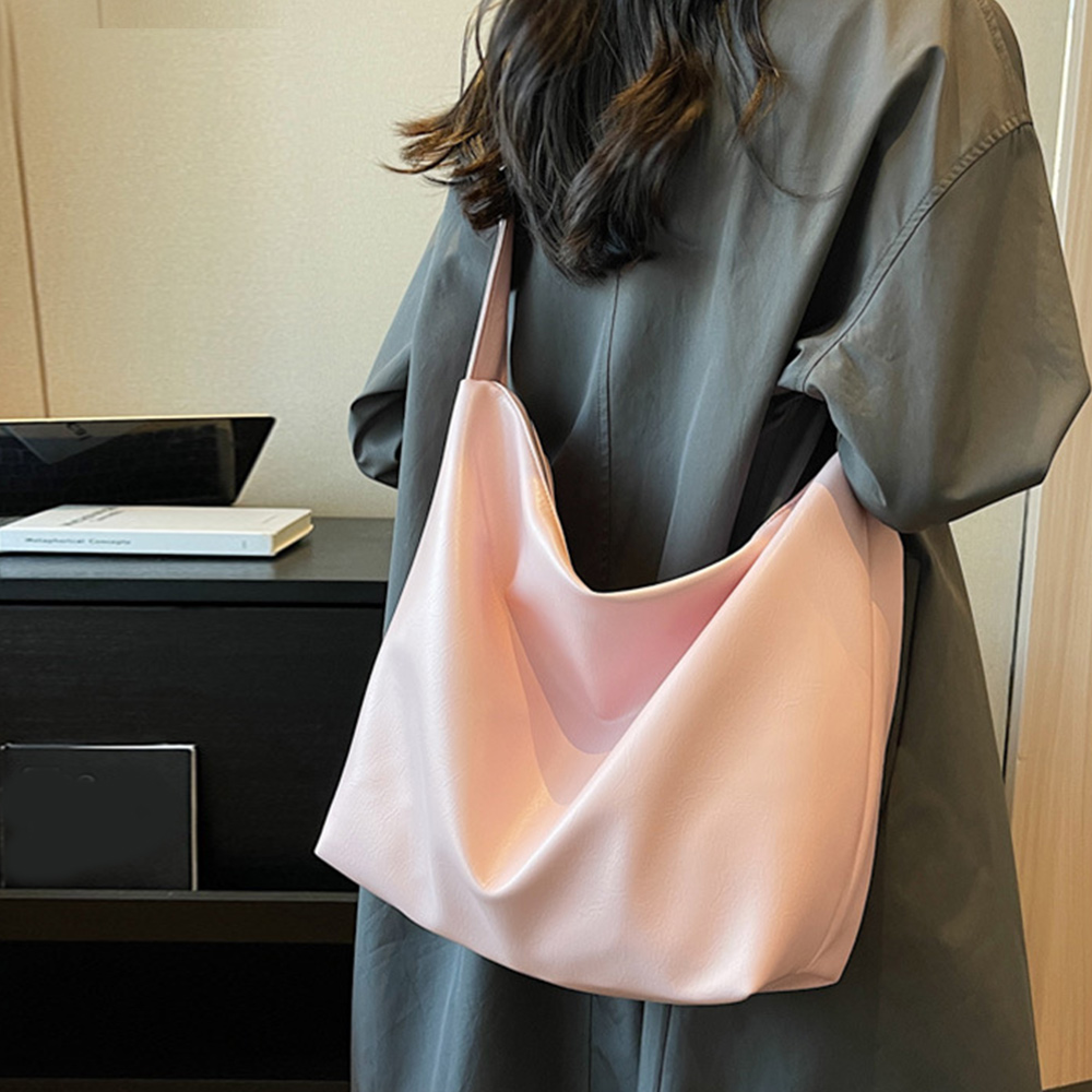 2023 Trend Solid Color Big Bucket Bags for Women Female Designer Silver Leather Shoulder Bag Handbags Hobo Bag Crossbody Bag