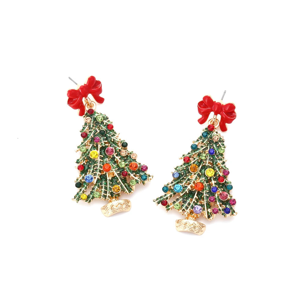 VODESHANLIWEN Fashion Christmas Tree Earrings Womens Rhinestone Dripping Accessories 241031