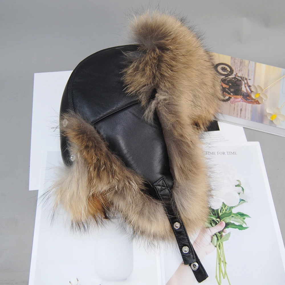 Leisure Warm Soft Russian Mens True Fox Fur Bomber Hat Winter Mens True Fox Fur Hat 100% Natural True Fox Fur Hat 241031