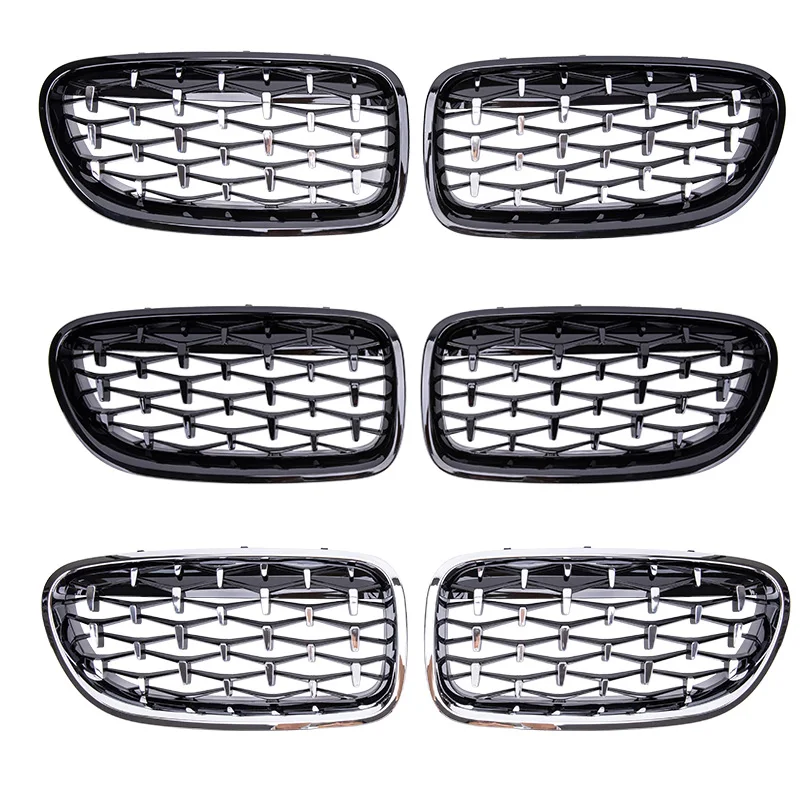 Car Front Kidney Bumper Grill Grilles Diamond Style Racing Grille Silver For BMW 5 Series F10 F11 F18 520 523 525 530i M5 10-17