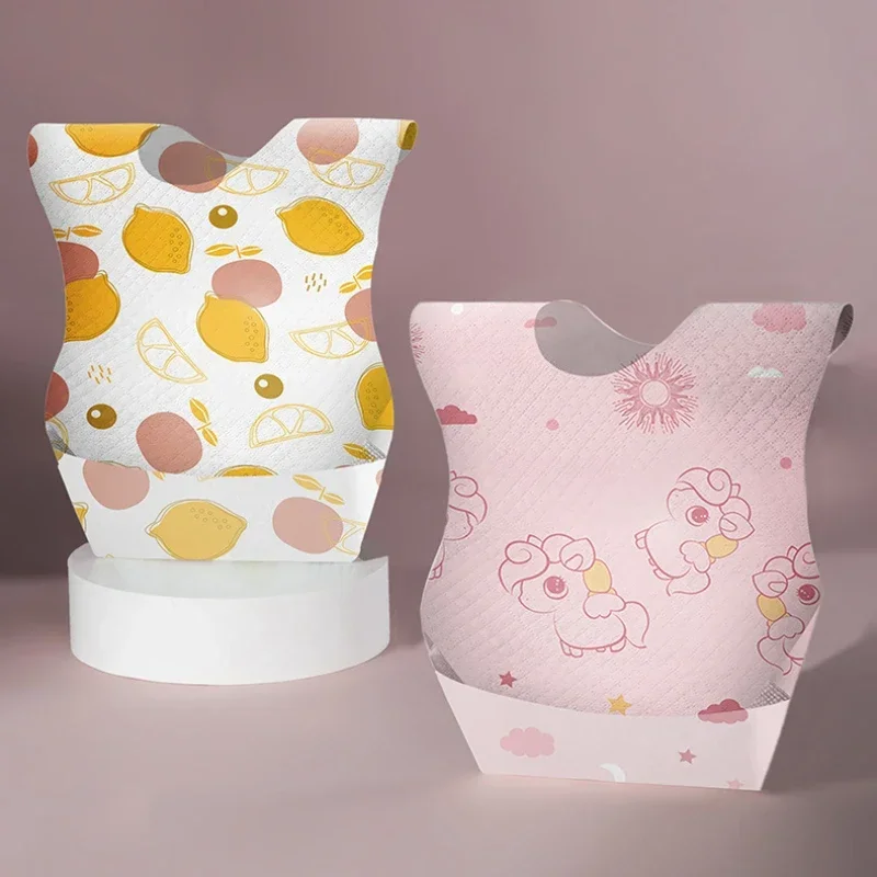 10Pcs Disposable Saliva Towel Waterproof Feeding Bib Pocket Go Out Car Portable Kids Accessories 6Months-2Years Baby Bib