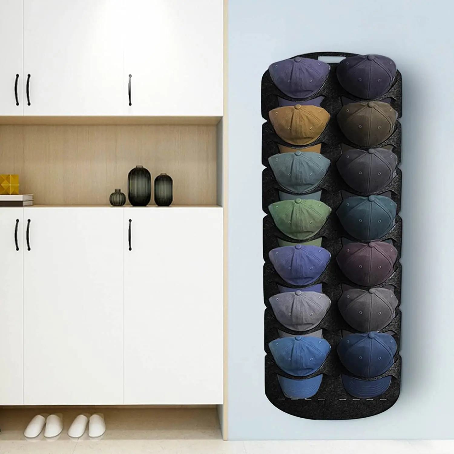 Baseball Hat Rack Door Hat Storage Holders Hanging Over the Door Baseball Cap Organizer with 14 Pockets Caps Display Rack