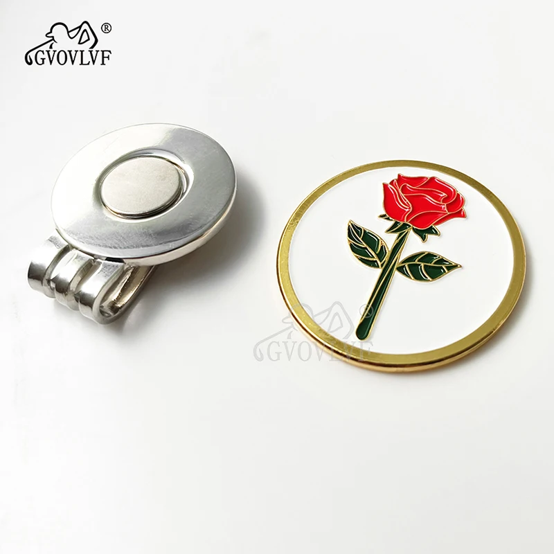 Golf Hat Clip Rose Marker Magnetic Golf Ball Hats Belts Bags Caps Markers Clip Attaches for Golf Lovers Women Girl Wife Gift