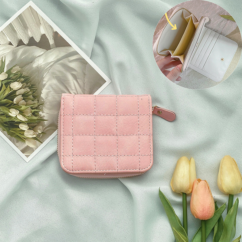 Minimally designed women's exquisite mini multifunctional wallet with large capacity card bag and foldable small coin purse