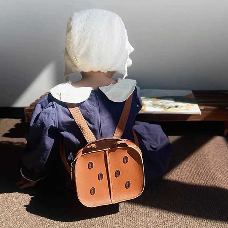 Fashion Lovely Kids PU Backpack Leather Beetle School Bag Toddler Boy Girls Outdoor Kindergarten Bag Children Accessorie LX241104