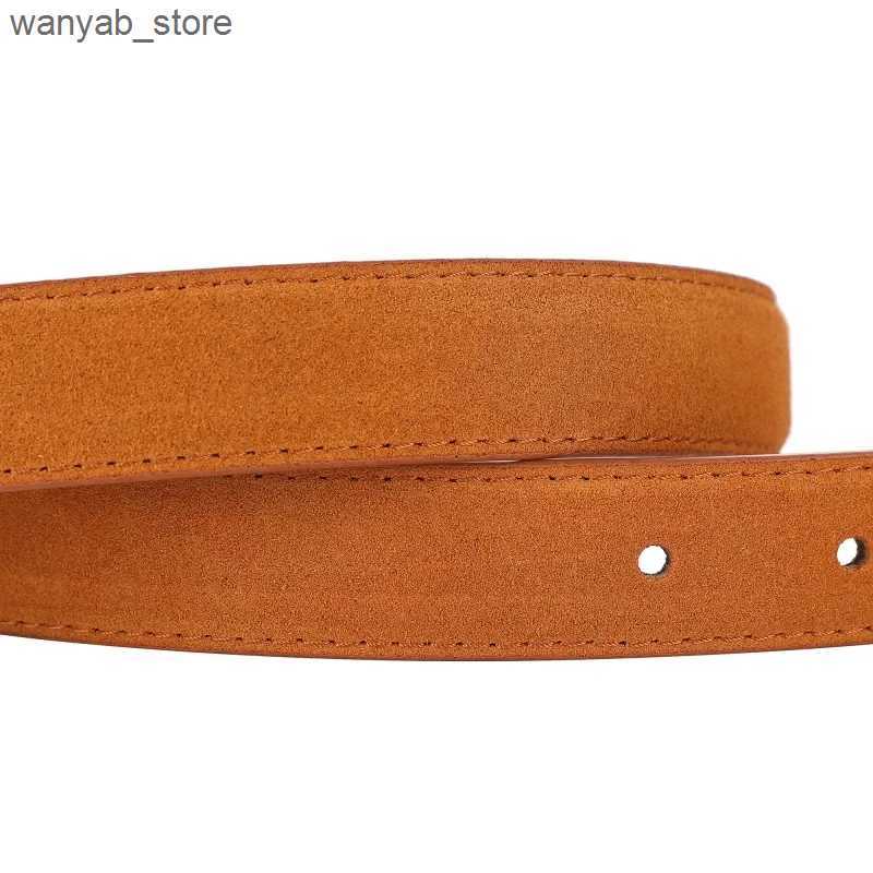 Belts Ancora red womens leather belt suede leather belt 2.8cm wide fashionable belt with metal buckle matching dress L240910
