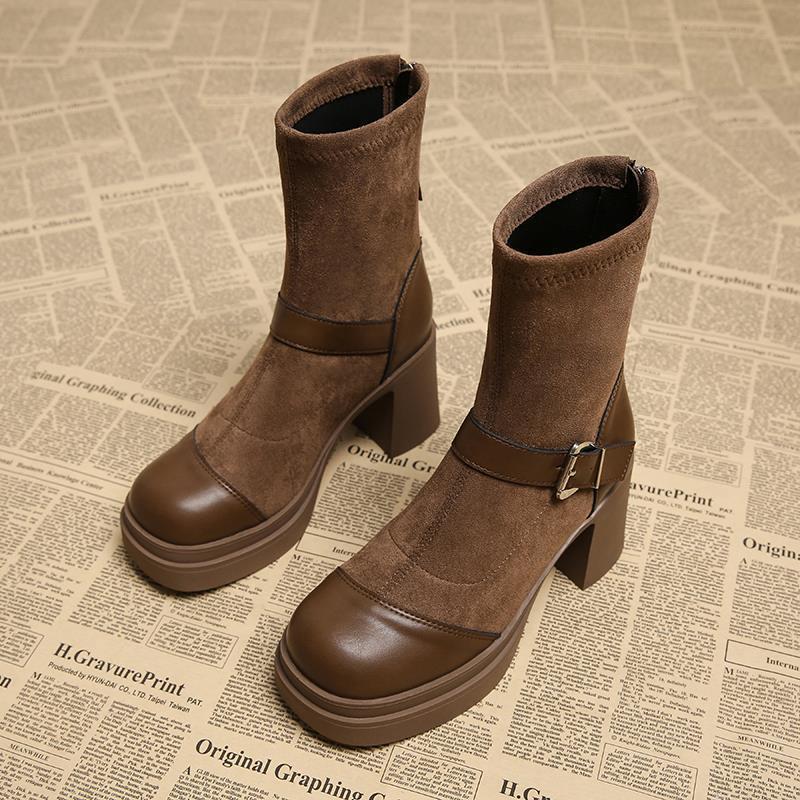 Women's Fashion Boots:Thick Sole Fashion Martin Boots Short Boots Winter Trendy Wear Warm,Khaki/Black/Brown,Free shipping