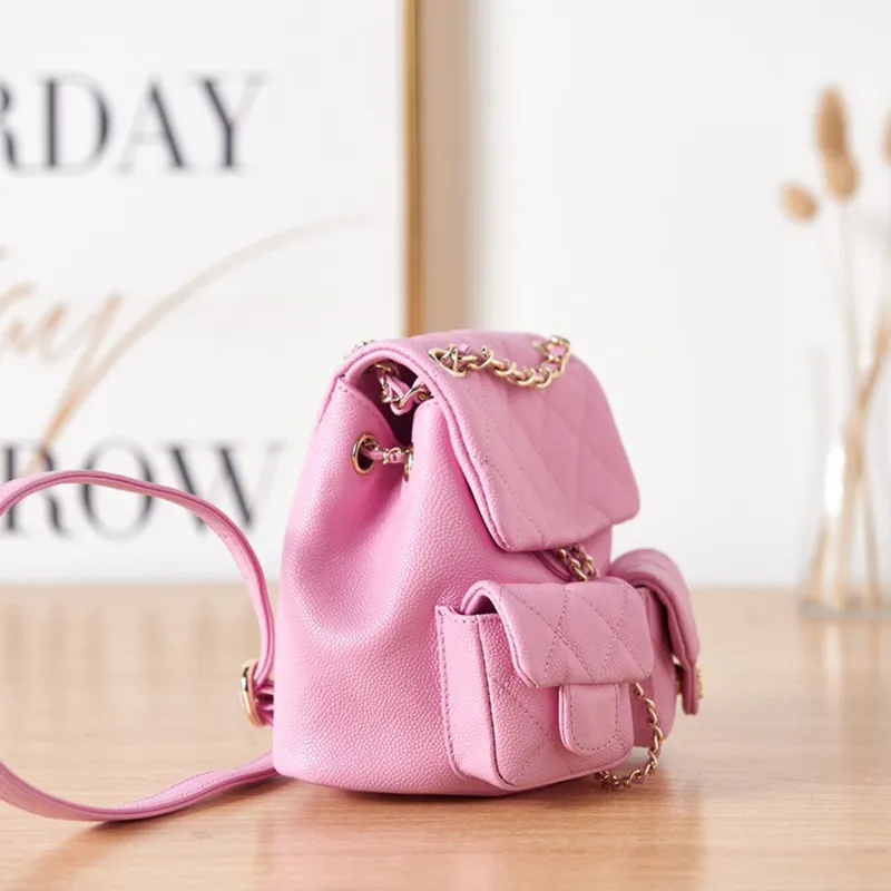 10A Mirror Quality Gril Designer Small Backpack Mini Backpacks Classic Flap Crossbody Calfskin Shoulder Bag 17.5CM with Box C500