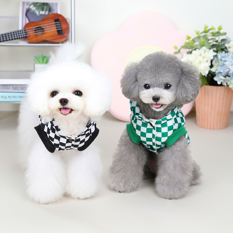 Dog Cotton Padded Coat Fashion Design Plaid Pattern Dog Clothes for Small Medium Sizes Autumn Winter Pet Two Legs Clothes