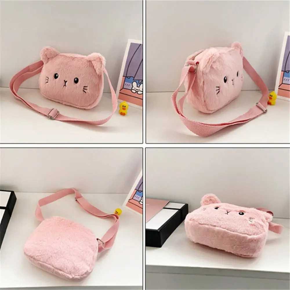 New Cute Soft Plush Childrens Shoulder Bag Cat Baby Girls Messenger Small Bags Kids Handbags Coin Purse LX241104