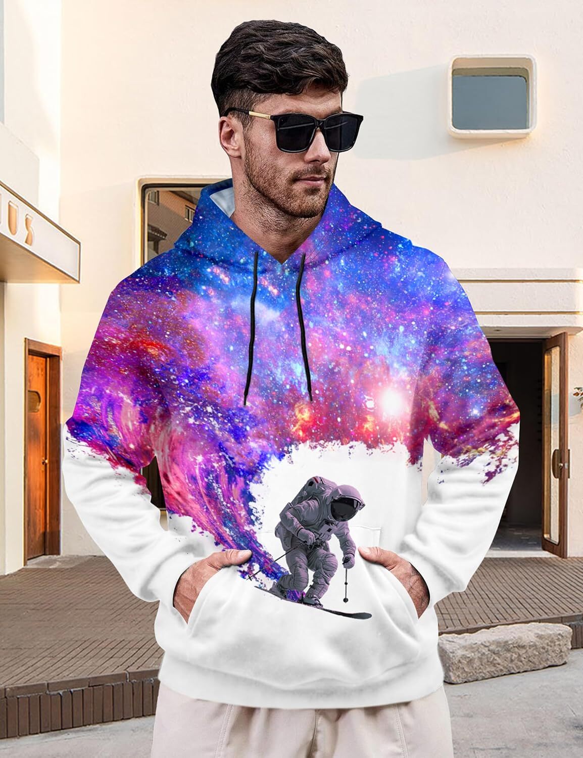 Hoodie for Mens Womens Mens Hoodie Long Sleeve 3D Galaxy Print Drawstring Casual Fashion Pullover with Big Pocket Graphic Hip hop style fashion