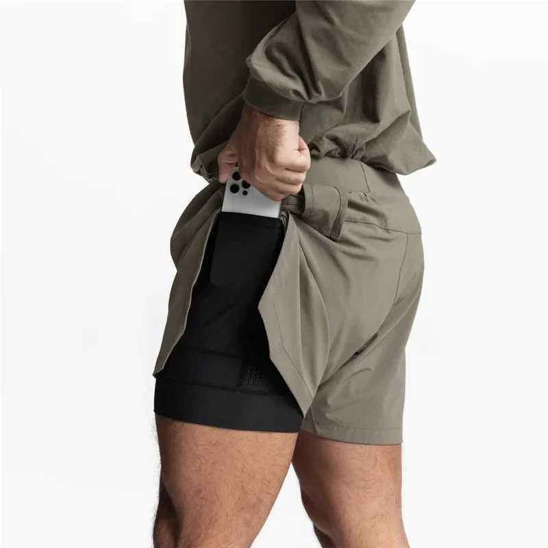 Mens Summer Running Jogger 2 in 1 Double-layer quick-drying fitness shorts Athletic shortsXJ241104