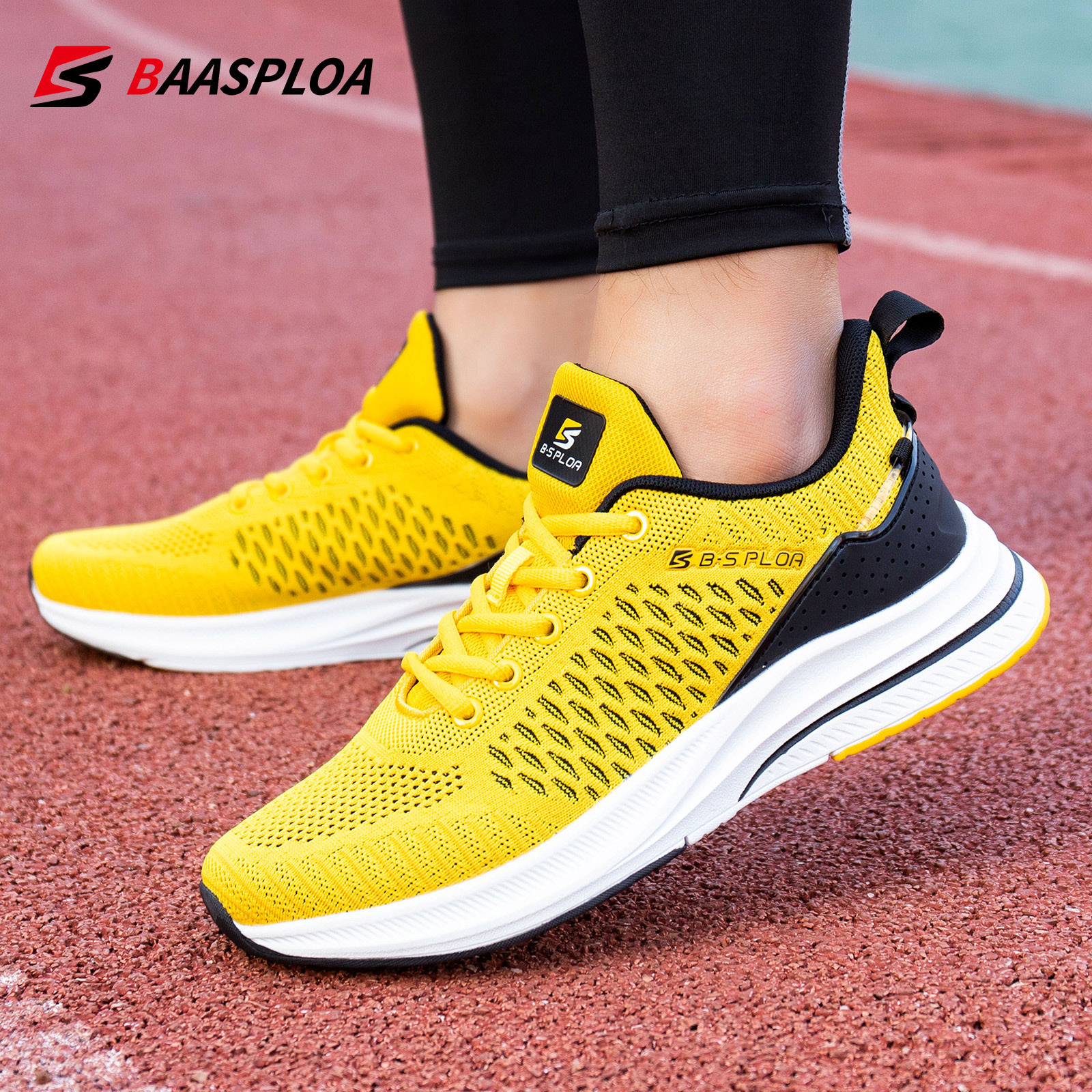 Baasploa Lightweight Running Shoes For Men Mesh Casual Sneakers Lace-Up Male Outdoor Sports Tennis Shoe