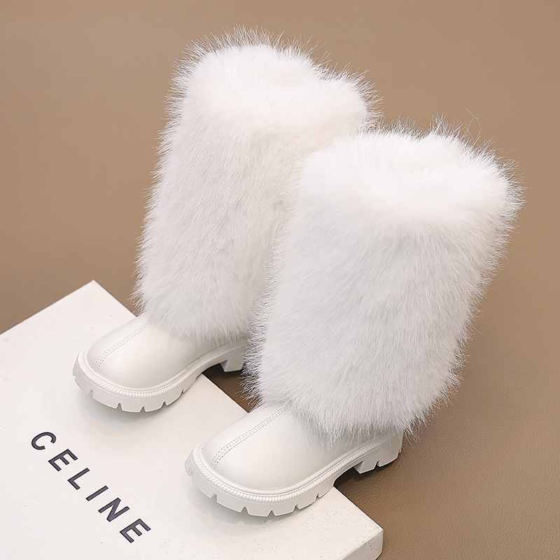 designers boots men womens snow kids winter cotton baby warm fur furry shoes mini black white boots