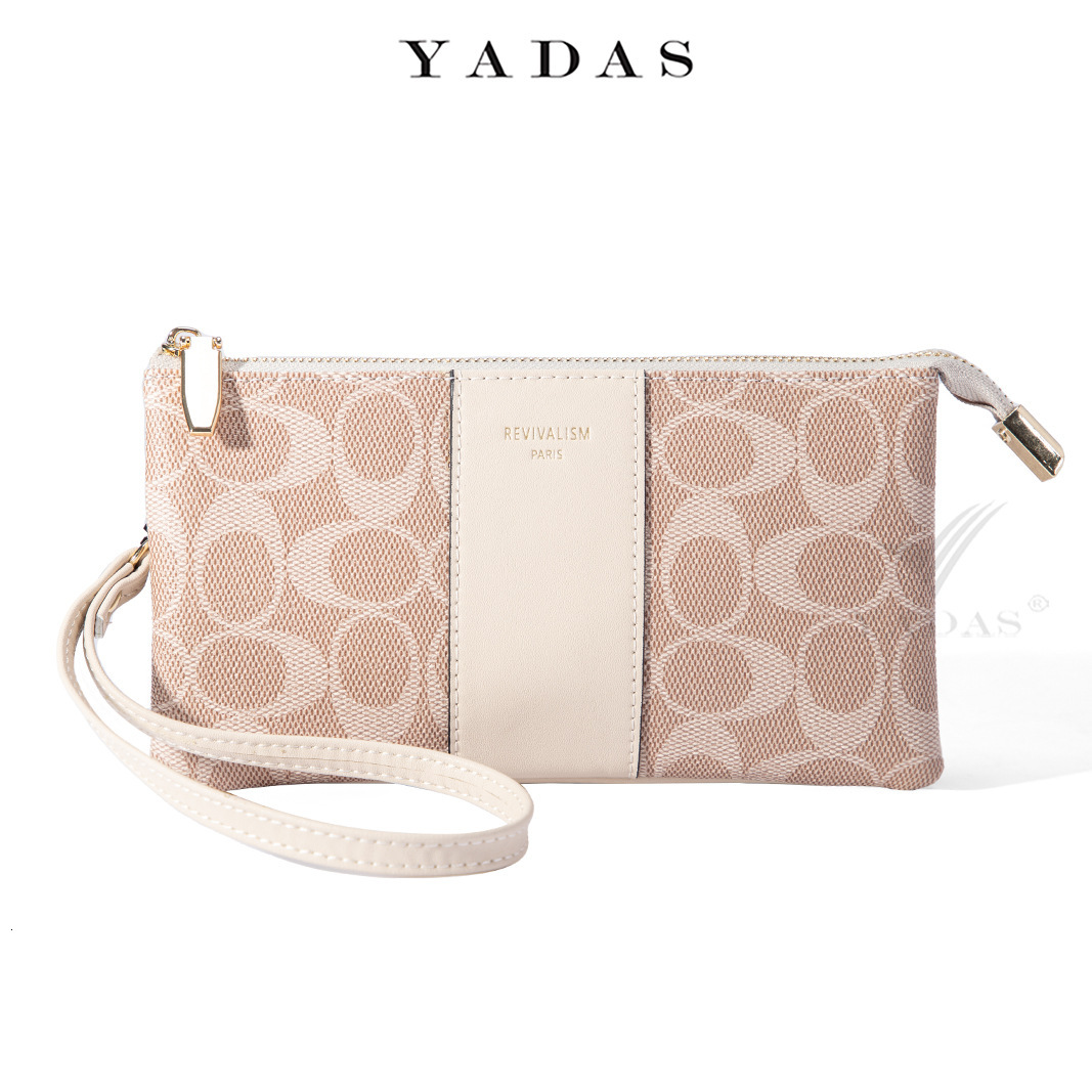 YADAS Wallet Women's New Classic Elliptical Print Old Pattern Zipper Wrist Bag with Magnificent PU