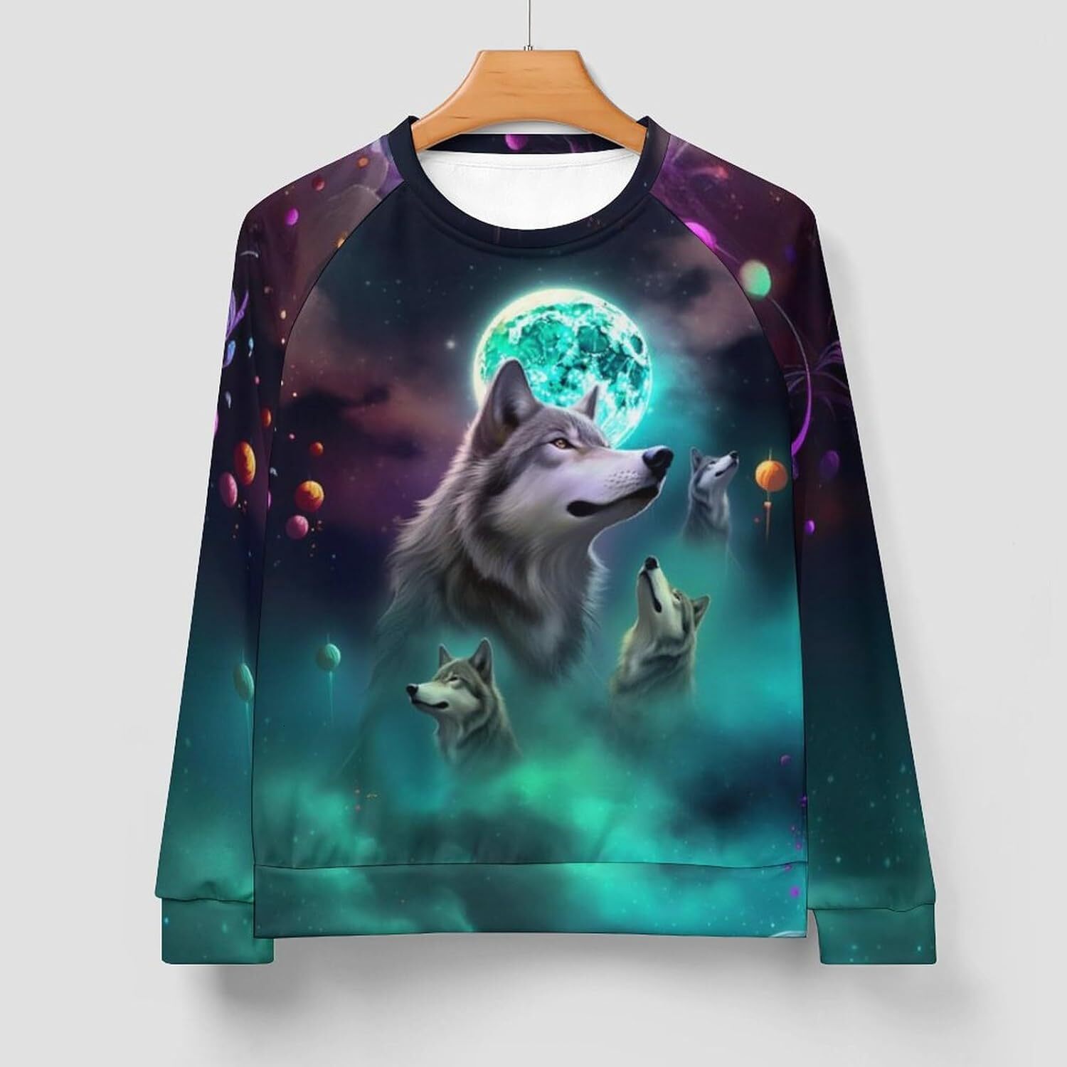 Long Sleeve Shirts for Men sweatshirt Funny Wolf Printed Pullover Animal Graphic Sweatshirt T shirt Tee Streetwear Casual tops clothes