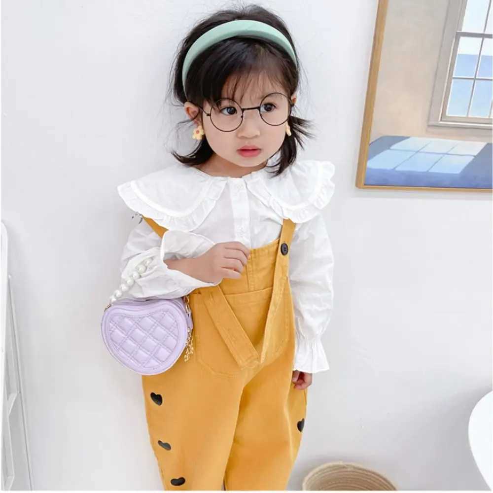 Pearl Handle Girls Mini Shoulder Messenger Bag Princess Wallet Coin Purse Handbags Cute Childrens Heart-shaped Crossbody Bags LX241104