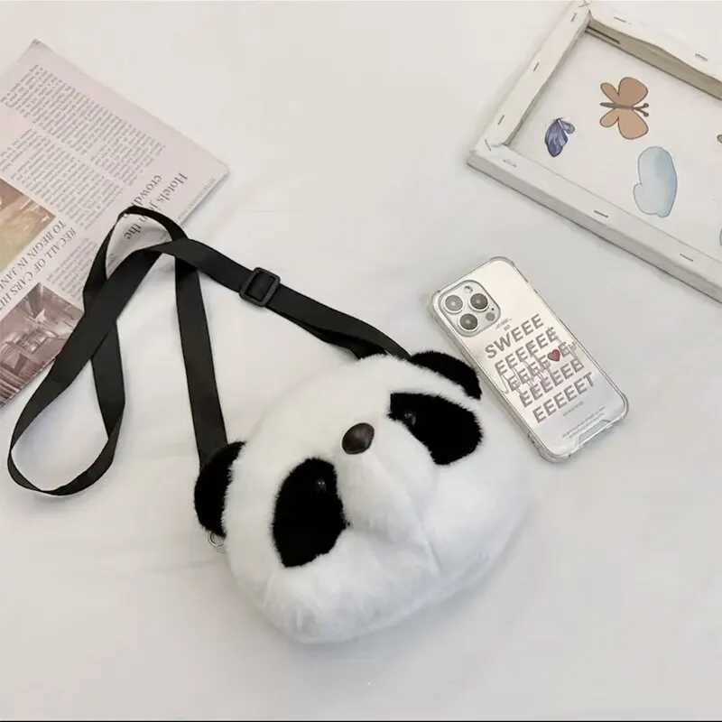 Cute Plush Crossbody Bag Panda Backpacks One Shoulder Diagonal Wallet Stuffed Animals Toy Coin Purse Kids Birthday Gift LX241104