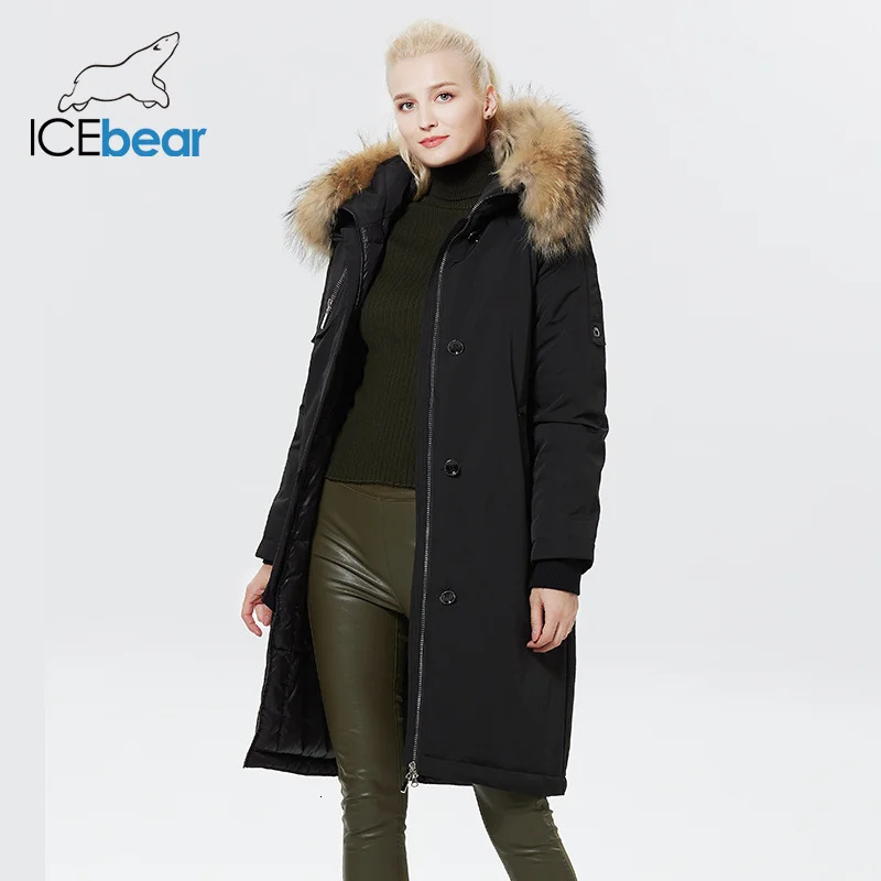 Icebear 2023 Winter Women Jacket Elegant Ladies Warm Cotton Coat Women's Thickened Windproof Parka With Fur Collar Gwd22599-2I