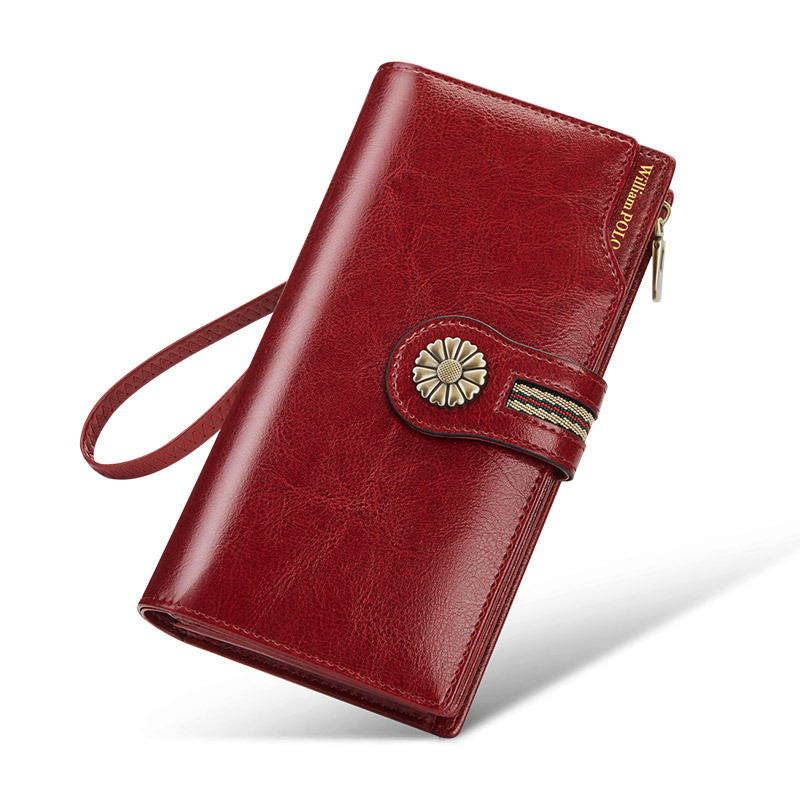 New designer DiBao women's high-end long leather anti-theft brush wallet zipper