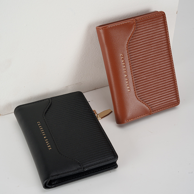 Hot selling PU zipper coin purse, women's multi slot fashionable card bag, niche design, simple short wallet