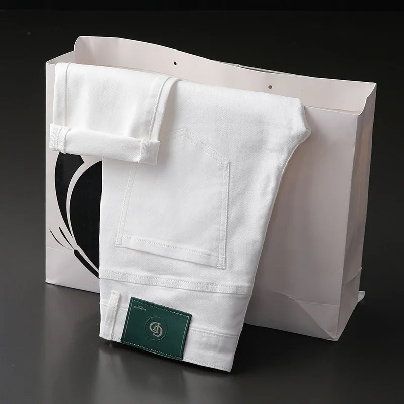 MenS Jeans Black Straight Slim High-End Fashion Everything Casual Cotton Casual Business Denim Pants 240319