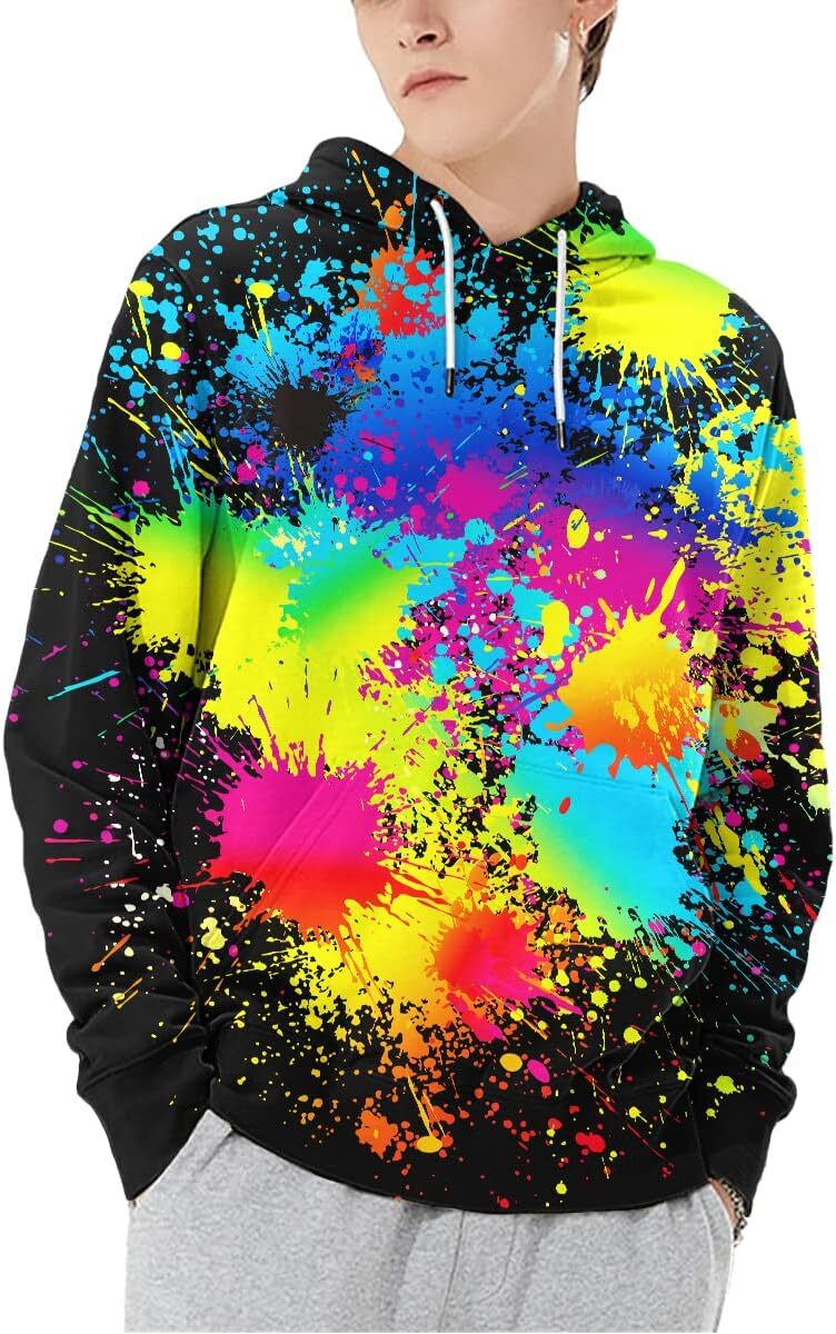 Hoodie for Mens Womens Unisex Graphic Print Hoodies 3D Colorful Novelty Design Long Sleeve Sweaters with Pocket Graphic Hip-hop
