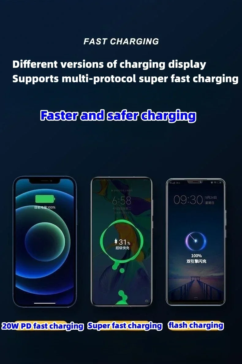 120W super fast charging 100000 mAh power bank with 100% sufficient capacity for mobile power supply for various mobile phones