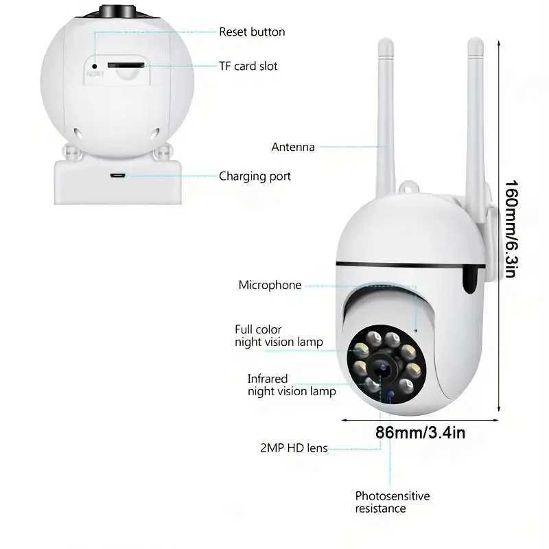 Camera WiFi Surveillance Cameras IP Camera HD 1080P IR Fl Color Night Vision Security Protection Motion Two Way Au Outdoor Camera Z241104