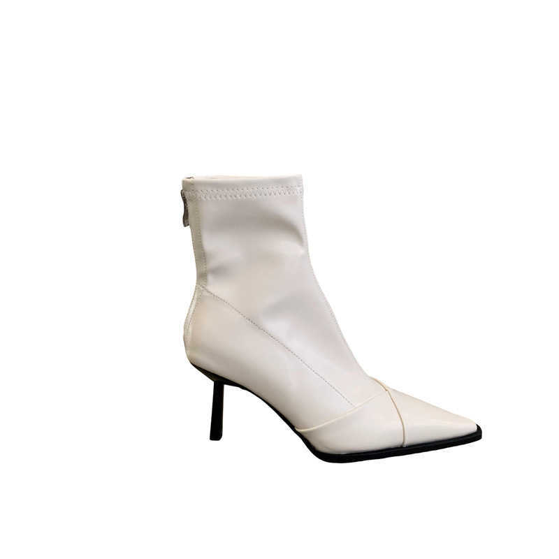 CMM French Thin Heel Pointed Thin Boots High Heels Bare Boots Womens Short Boots Autumn and Winter New Single Boots Korean Version Fashion Boots